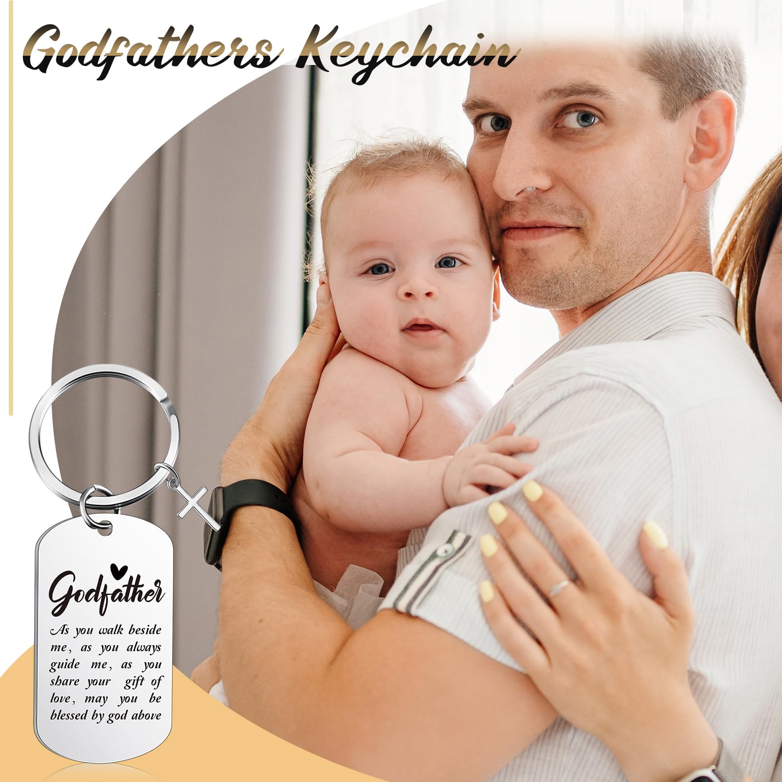 Reallnaive 6 Pcs Godfather Proposal Gift Will You Be My Godfather Gift Box Set Includes Wine Glass Bracelet Keychain Card Socks for God Father Uncle from Godchild Baptism Easter Father's Day(Classic)