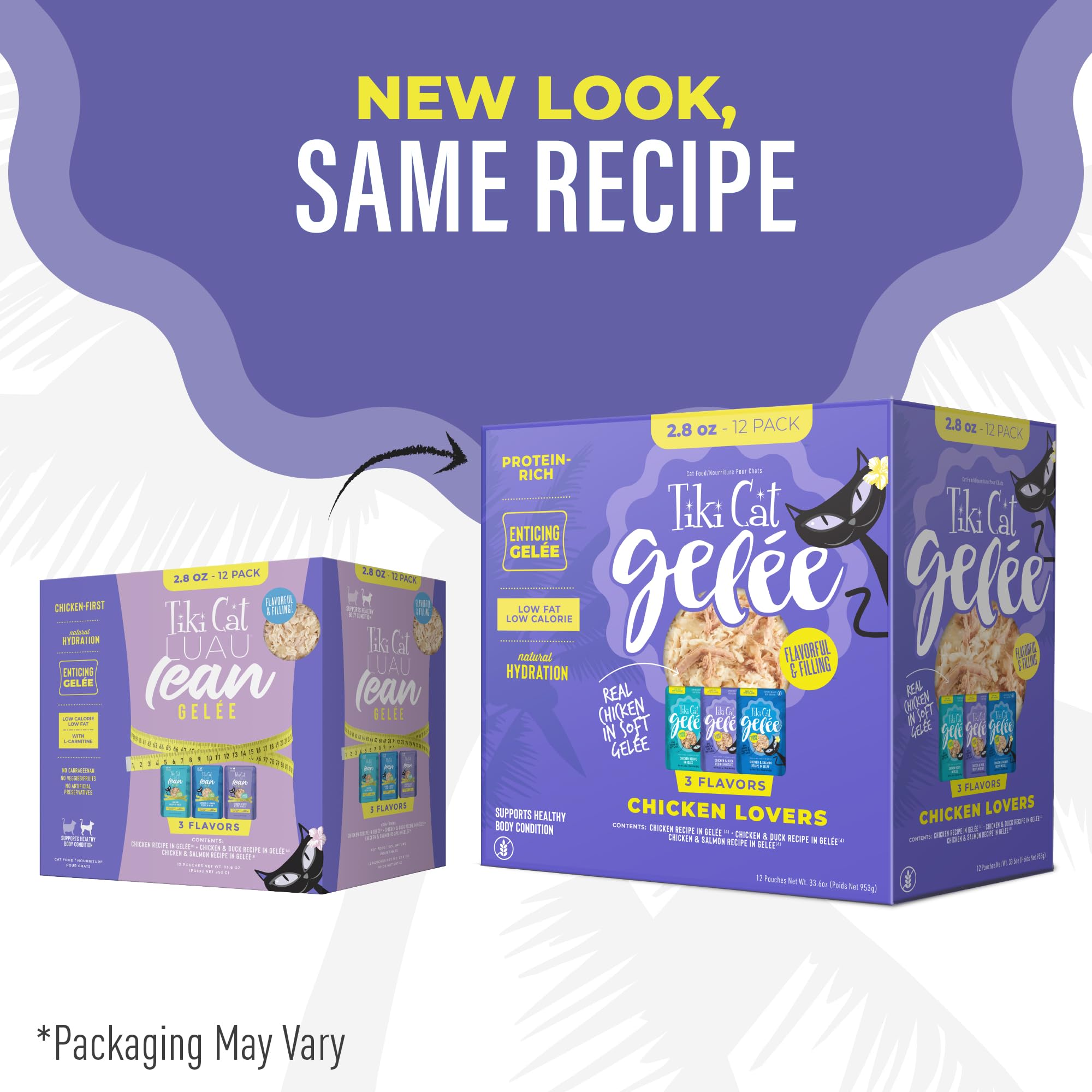 Tiki Cat Luau Lean Gelee Wet Cat Food, Variety Pack, 2.8 oz. Pouch (12 Count)