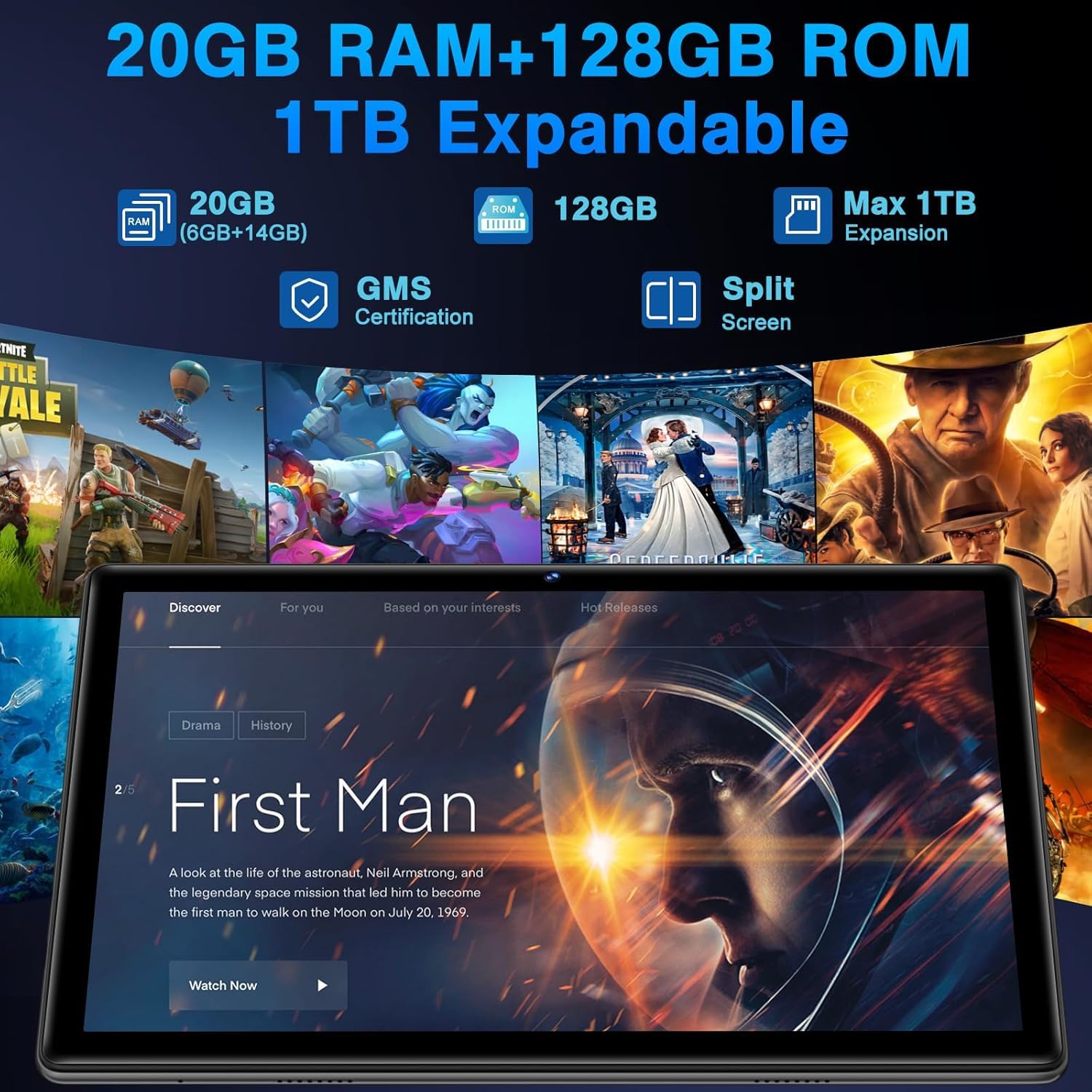 Tablet Android 10 Pulgadas 20GB RAM 128GB ROM Octa-Core 2.0 GHz WiFi 6 Bluetooth 5.0 Batería 6000mAh Negro