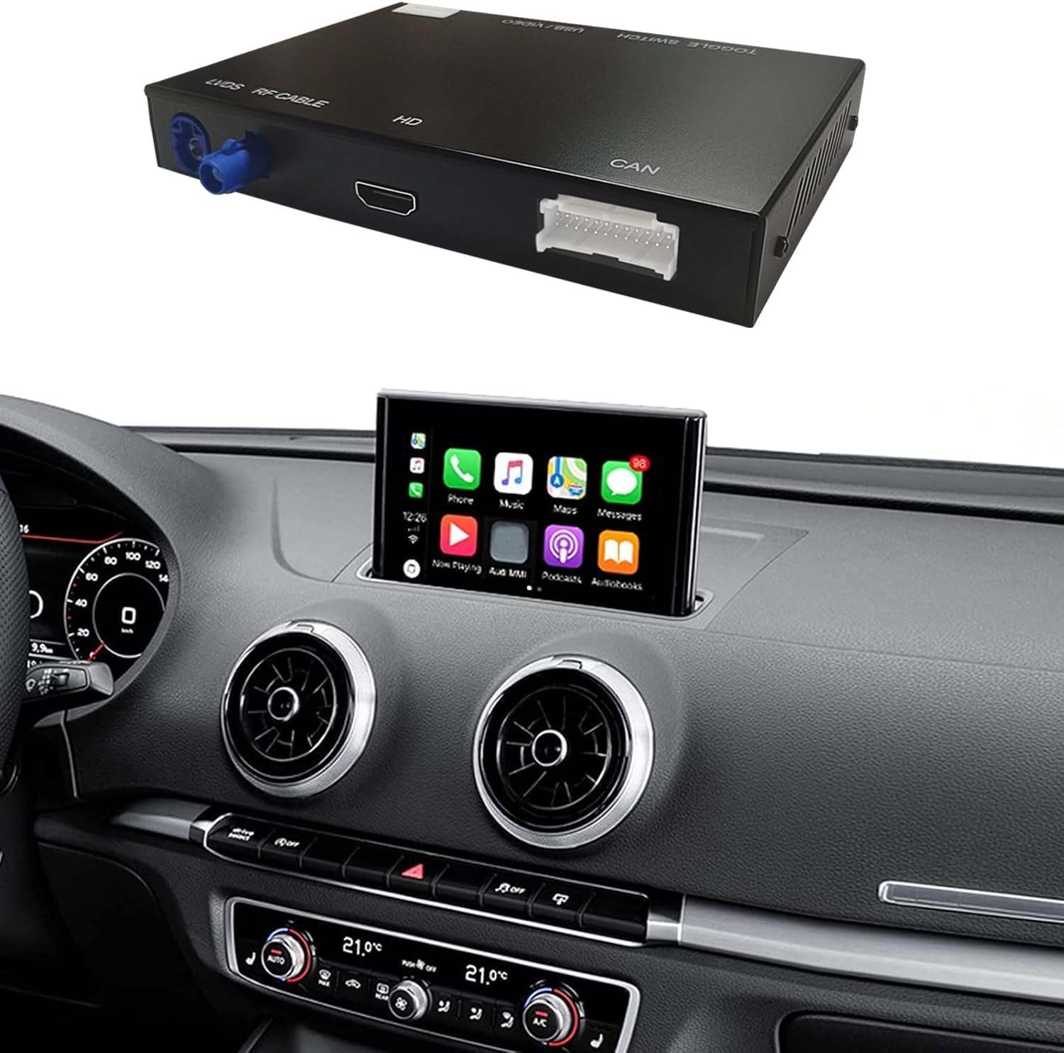 Ninetom Wireless Android Auto Retrofit Decoder Kit for Audi A3 S3 2013-2018, Carplay Module Receiver Box Support YouTube, Maps, Music, Mirrorlink, Rear Camera