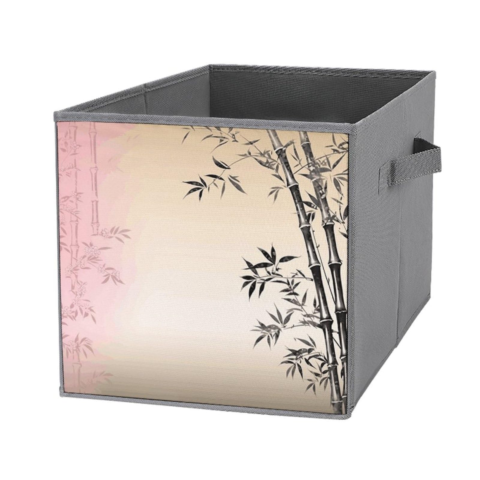 Boîtes de rangement de bureau imprimé arbre de Sakura et bambou naturel