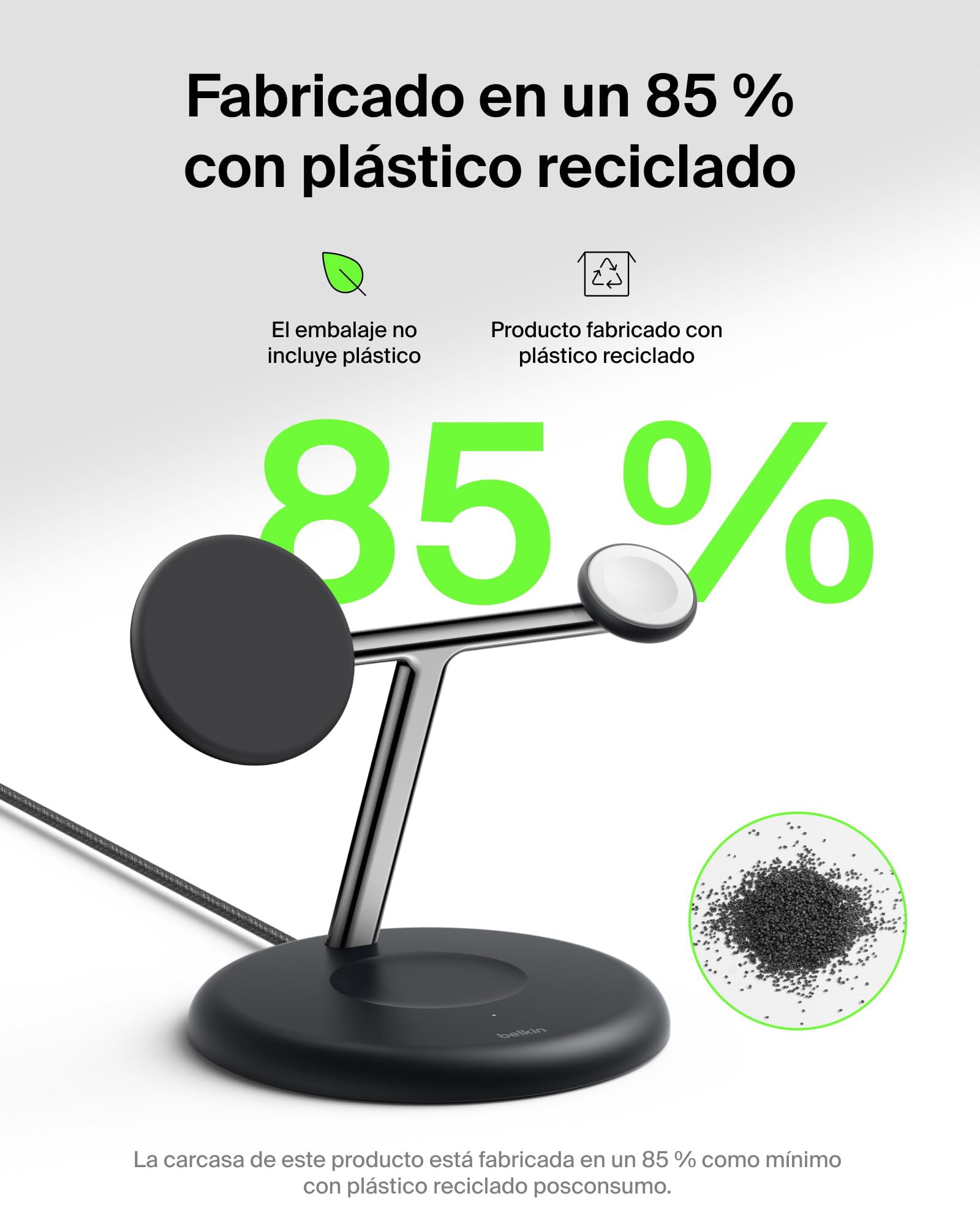 Belkin UltraCharge Pro Cargador Inalámbrico Magnético 3 en 1 Qi2 25W Negro | Estación de Carga Inalámbrica MagSafe, Certificación Qi2.2, iPhone, Apple Watch y Auriculares, Cable USB C y Adaptador 45W