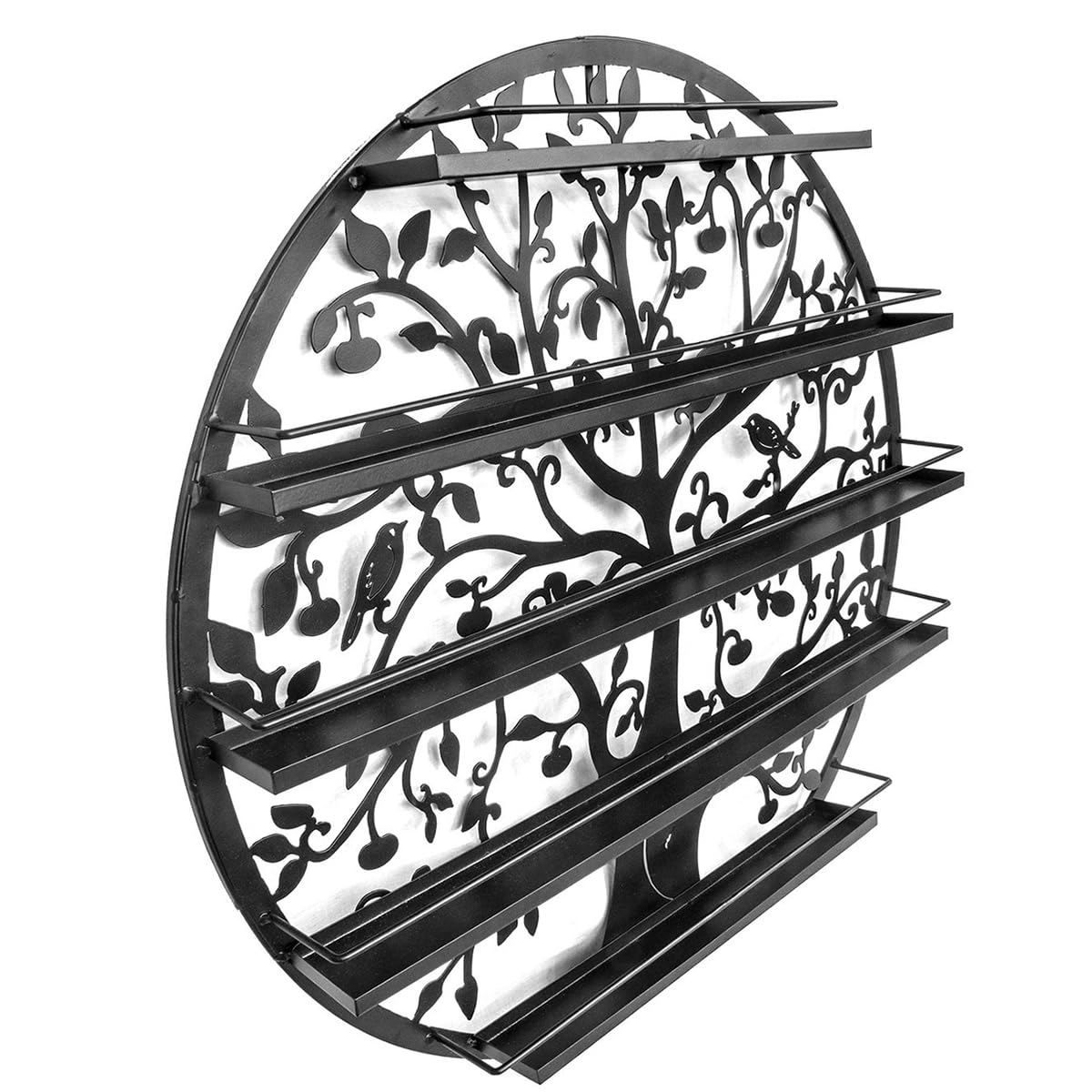 Espositore per Smalti per Unghie in Metallo con Motivo A Fiori E Uccelli, Mensole Sospese Organizer per Smalti per Unghie A Parete, Organizer per Oli Essenziali per Saloni Spa E Casa,Nero,95cm