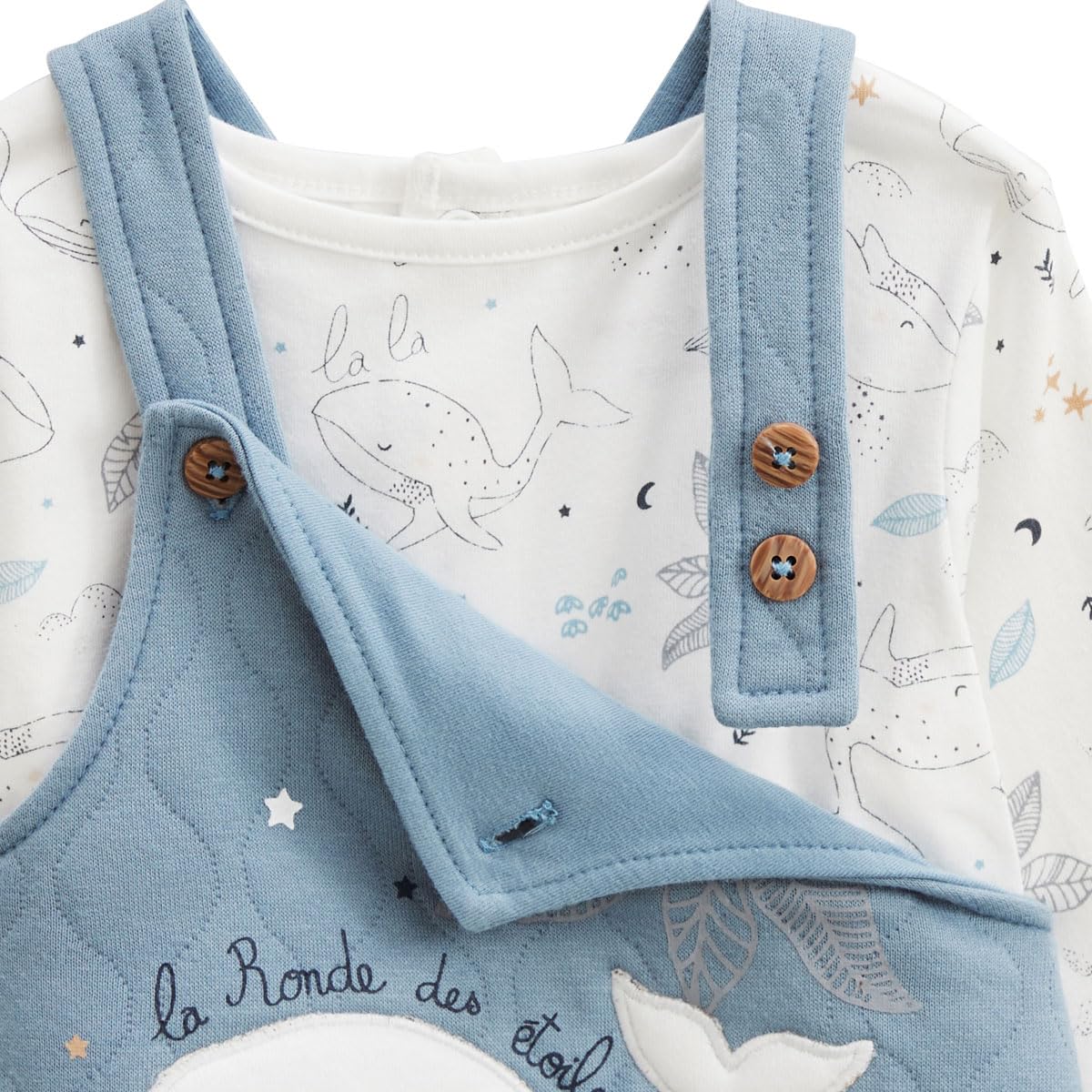 Petit Béguin - Ensemble salopette bébé en coton matelassé et t-shirt Petite Balade