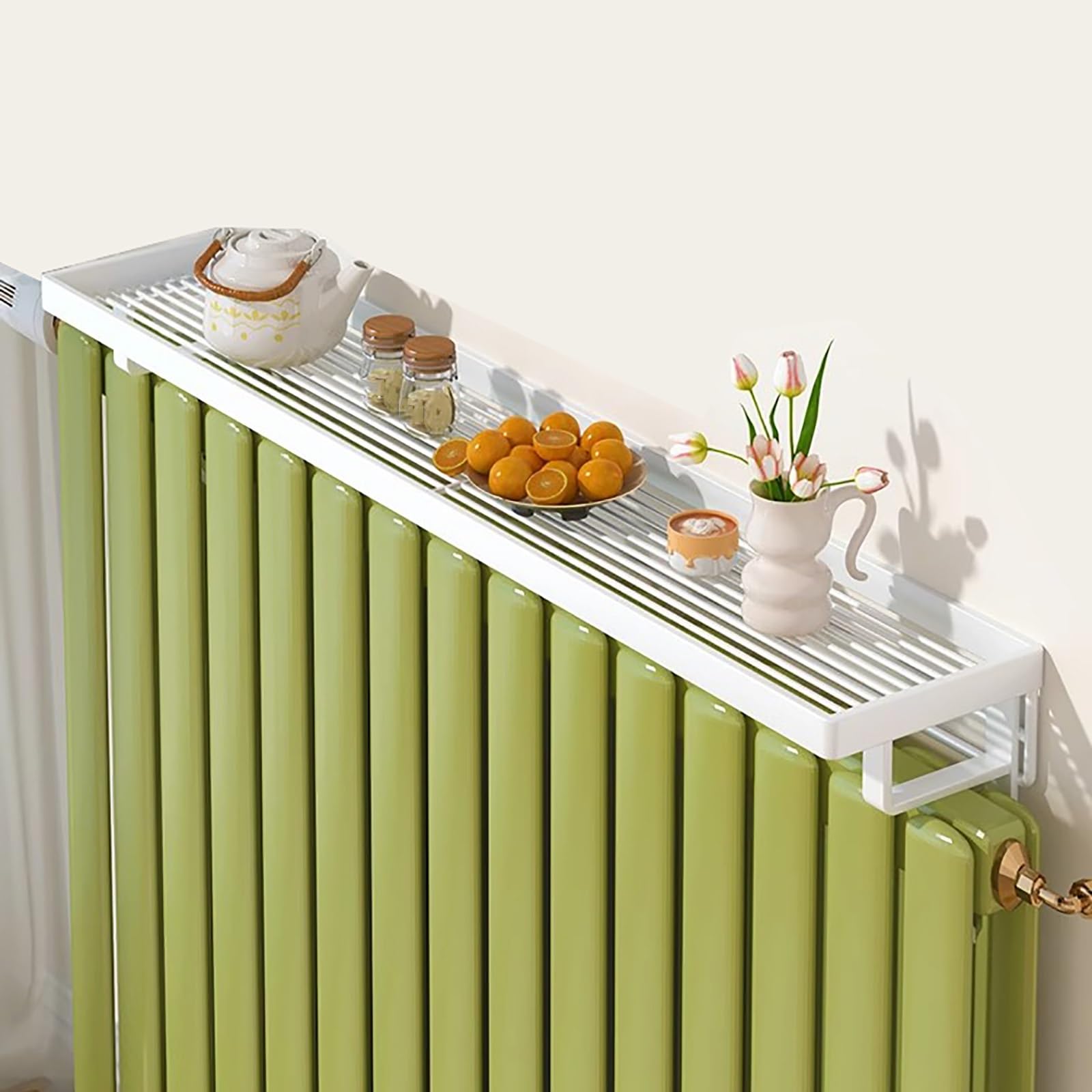 Mensola per Termosifone Rimovibile, Mensola per Radiatore Sospesa, Copri Termosifone in Ghisa, Senza Fori, per Ufficio, Corridoio, Soggiorno, Camera da Letto(50 * 12cm/20 * 5in)