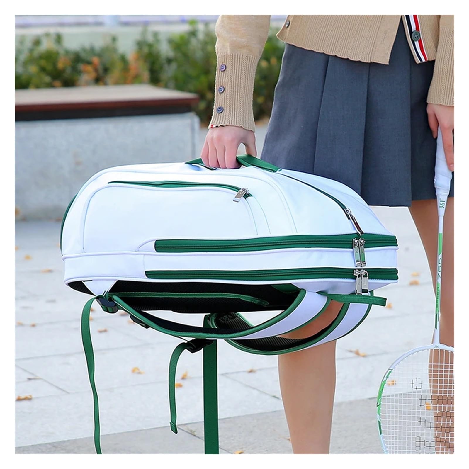 Raquetero Tenis Mochila De Tenis for Deporte Convertible Padel Badminton Squash Bolsa con Compartimento for Zapatos, Funda for Ordenador Portátil, Gancho for Valla