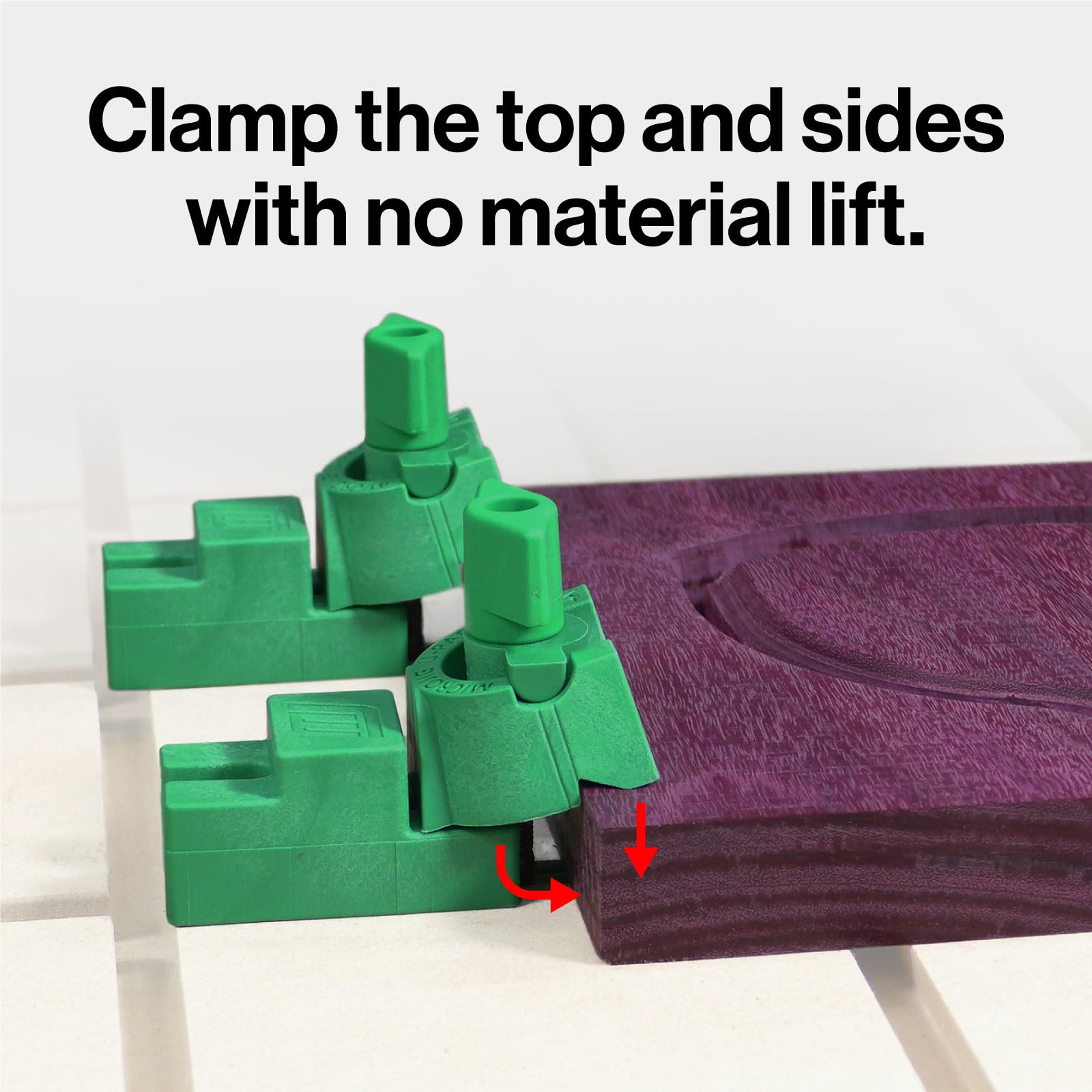 MicroJig MatchFit CNC U-Pads, 2-teilig – Niederspanner für zuverlässige Werkstückspannung, flexibel mit Höhenadapter, ABS Kunststoff