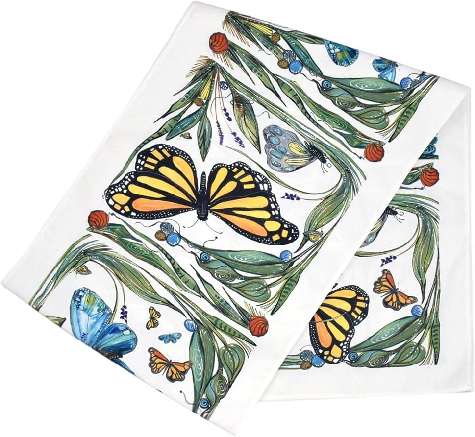 Monarch Butterfly Art Table Runner, 16 x 88 inches, Cotton/Poly Broadcloth Fabric