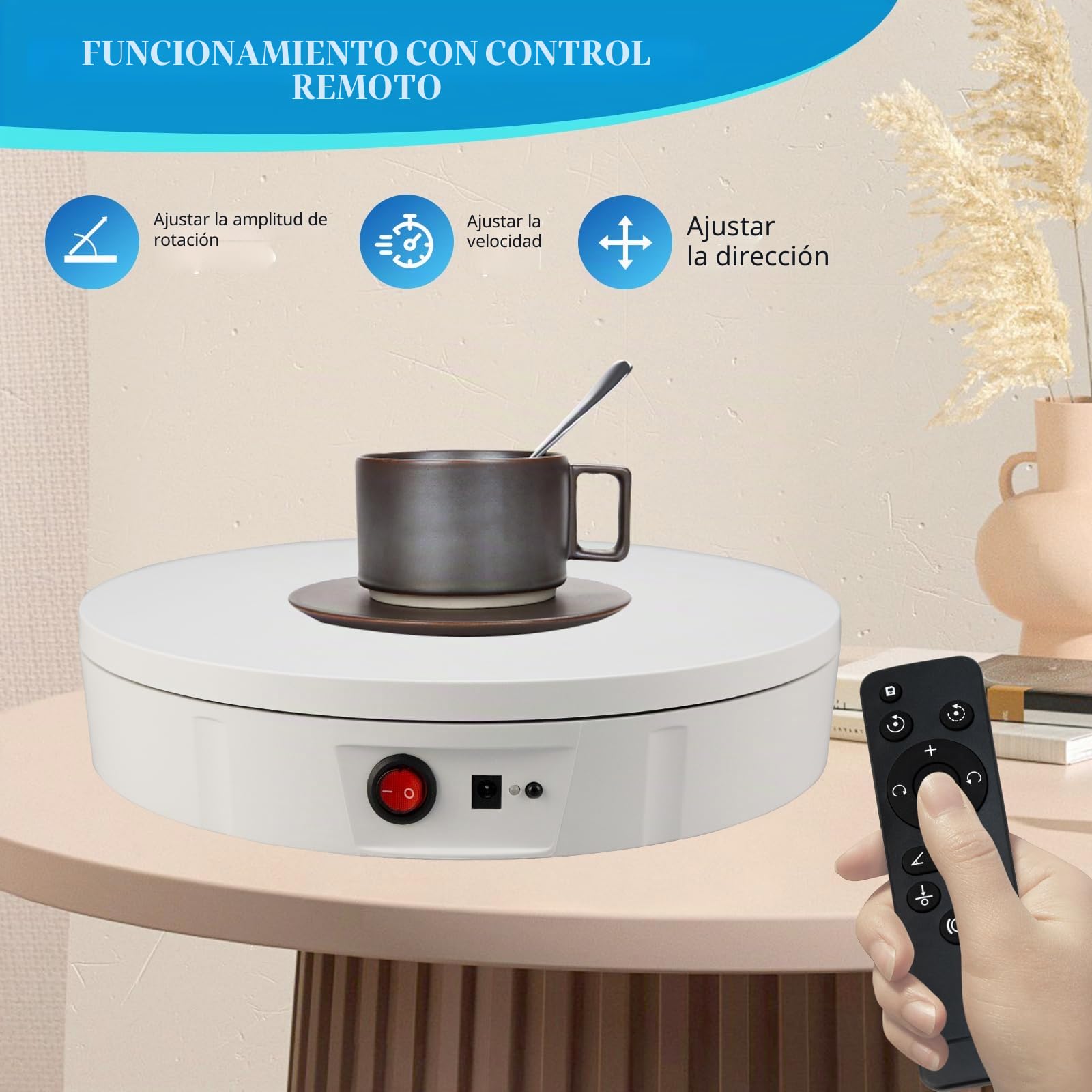 Base Giratoria, Plataforma Giratoria de 360° con Control Remoto | Capacidad de Carga de 100 Kg, Adecuada para Exhibición de Productos, Transmisión en Vivo y Fotografía