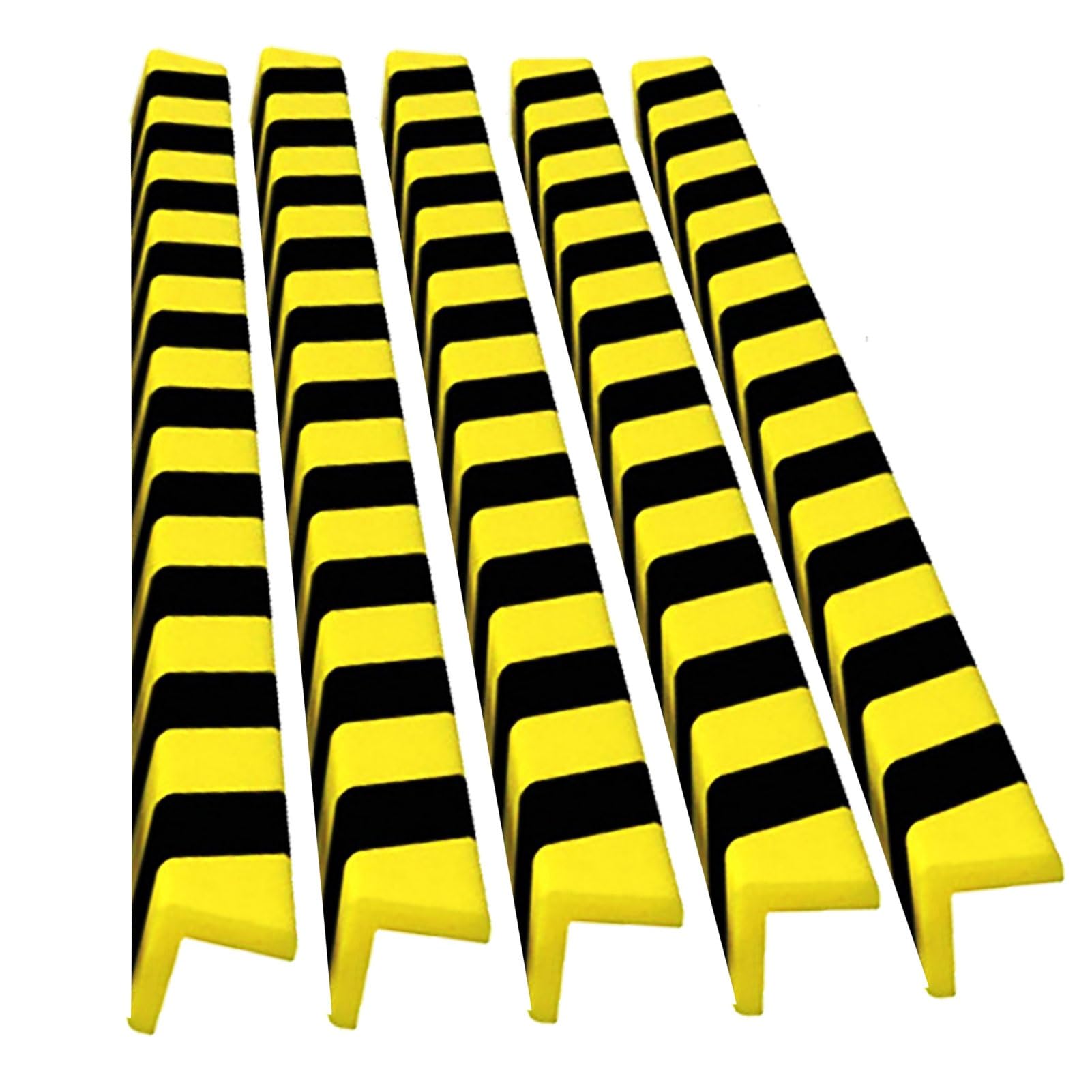 Protector de bordes de espuma, protectores de esquina de seguridad autoadhesivos de alta visibilidad con rayas negras y amarillas, 10 protectores de espuma para pared, garaje, escalera, almacén