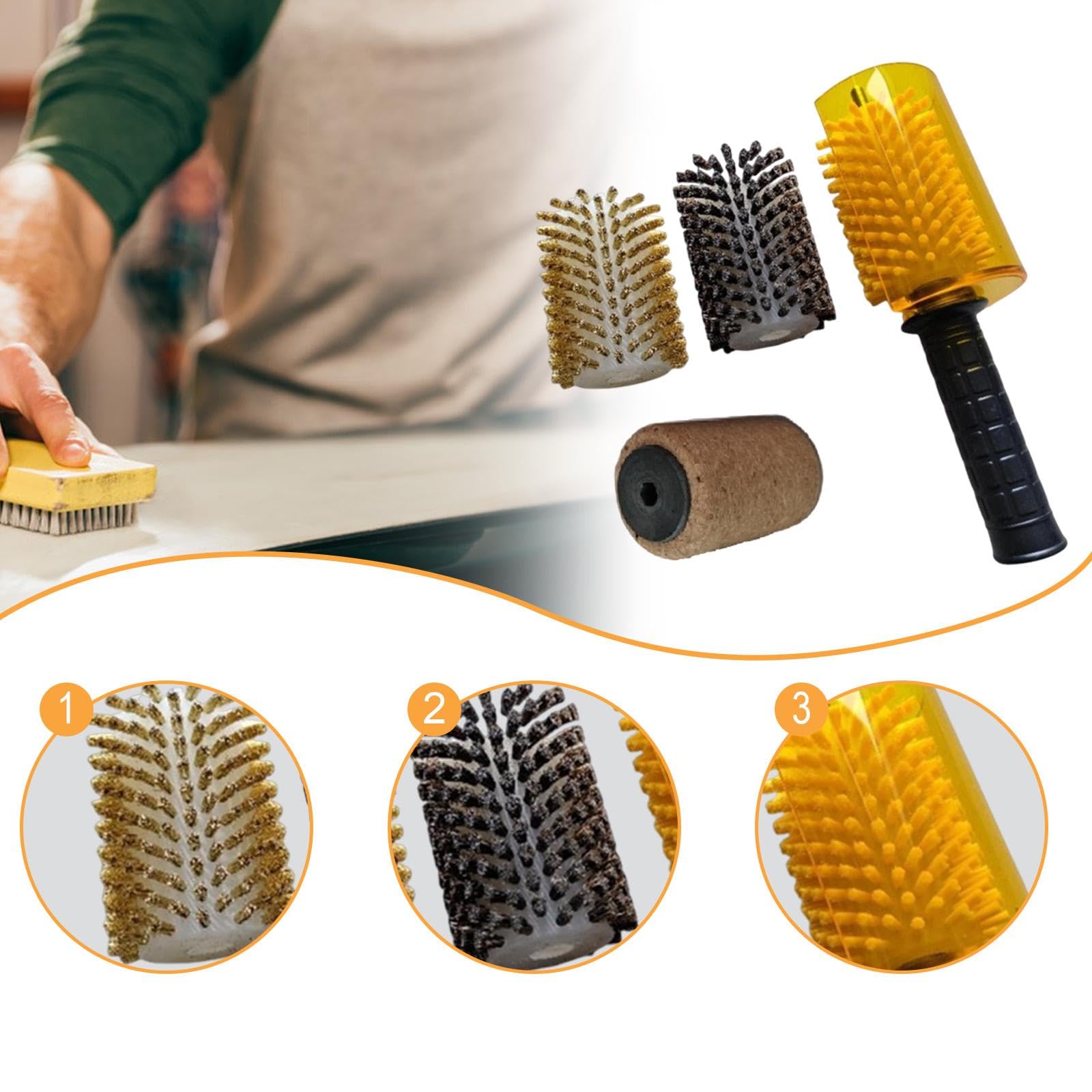 perfk Kit de cepillos para Cera de esquí, Nailon, latón, Crin de Caballo, Corcho, Mantenimiento de Snowboard, Limpieza, Cepillo rotatorio eléctrico,