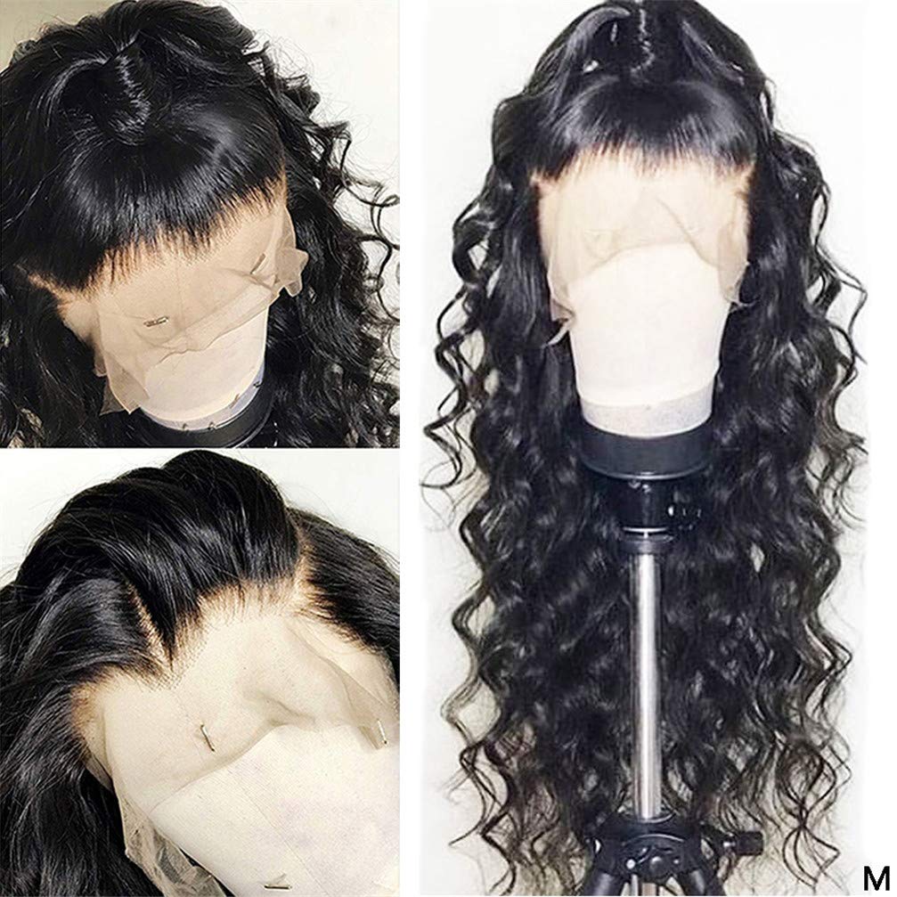 Perruque frontale de dentelle brésilienne Remy wave noire pré-récoltée