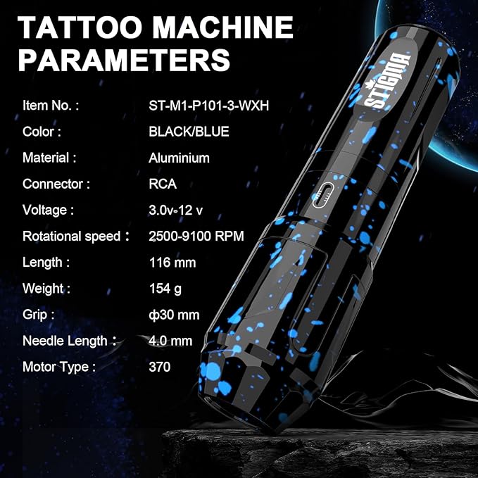 Kit Máquina Tatuar Rotativa ST-TK9003-3 con Baterías y Tinta miniatura 2