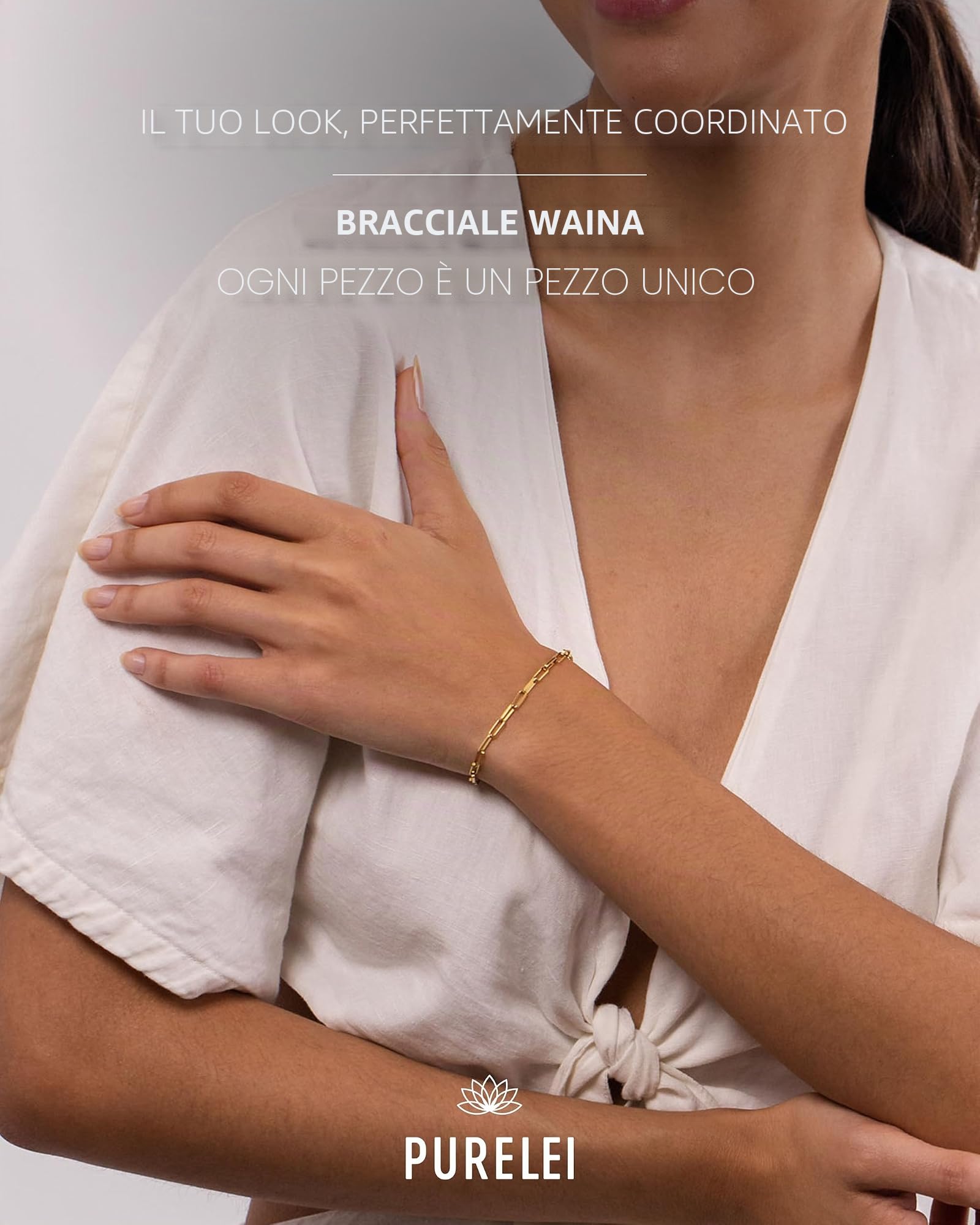 Purelei Waina - Bracciale da donna impermeabile, elegante e semplice, in acciaio inossidabile, regalo per donne, lunghezza regolabile da 16 a 19 cm