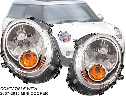 Miniatura 2 de Auto Parts Avenue APA - Luz de cabeza de repuesto para Mini Cooper 2007 2008 2009 2010 2011 2012 2013 2014 2015 Mini Cooper amarillo diseño Pasajero