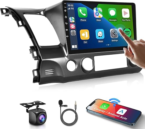 para Honda Civic 2006-2011 Estéreo de coche Android Carplay inalámbrico Soporte para Android Auto inalámbrico con WiFi Navegación GPS Cámara de