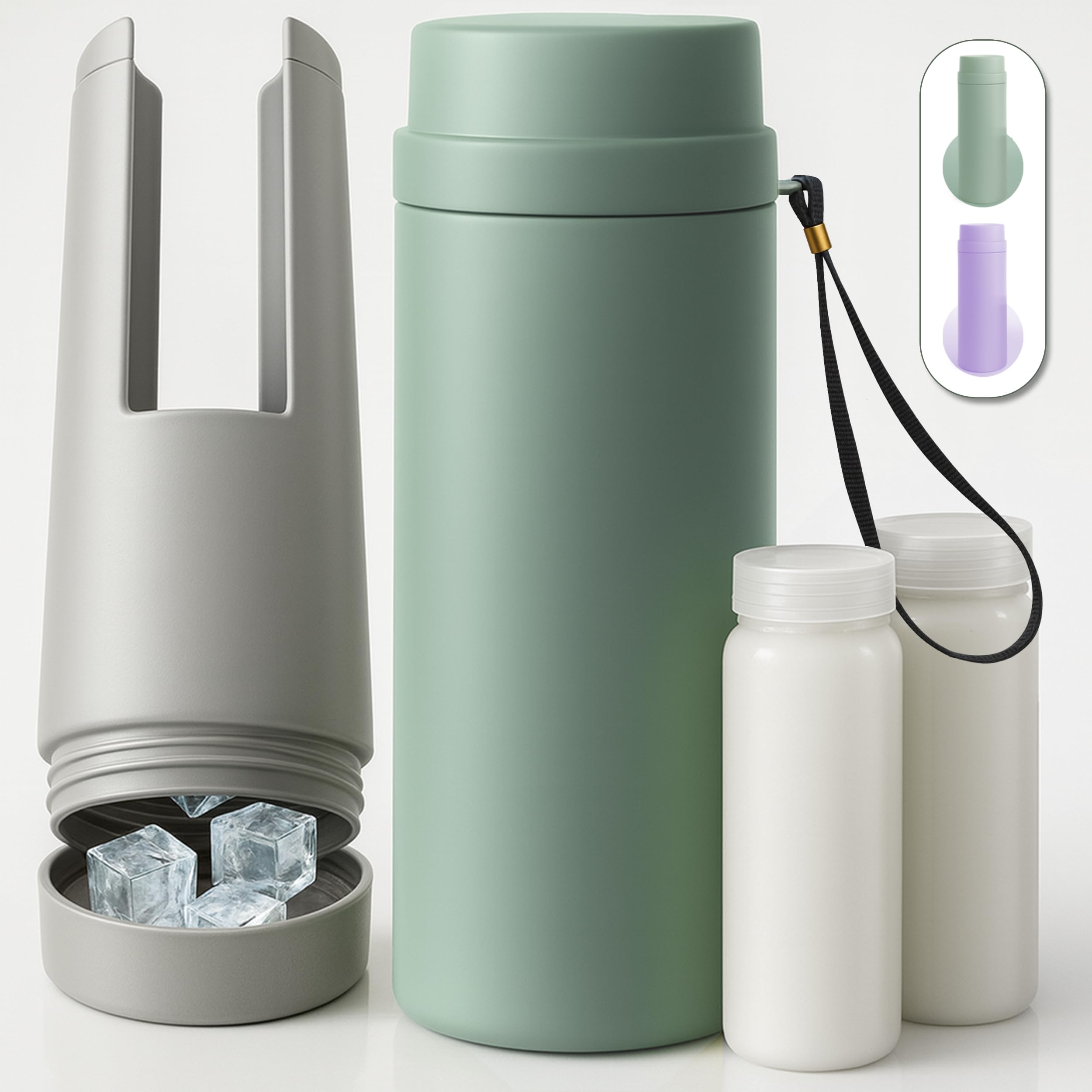 Portable Breast Milk Cooler Bottle, 2 x 150 ml BPA-Free Breastmilk Storage Bottles with Cooling Container