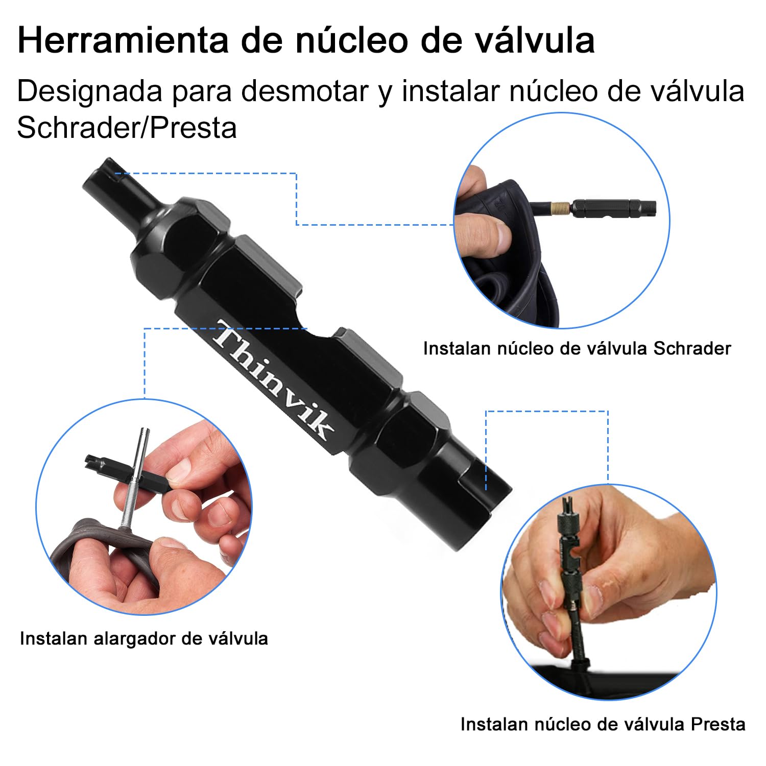 Thinvik 100ml Jeringuilla Liquido Tubeless Jeringa para Sellador sin Cámara para Ciclismo con Herramienta de Extracción de Núcleo de Válvula Presta y Schrader