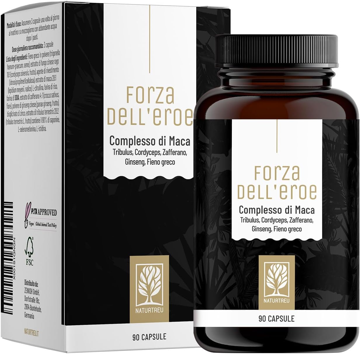 Maca Nera in capsule ad alto dosaggio Estratto di Maca 201 con