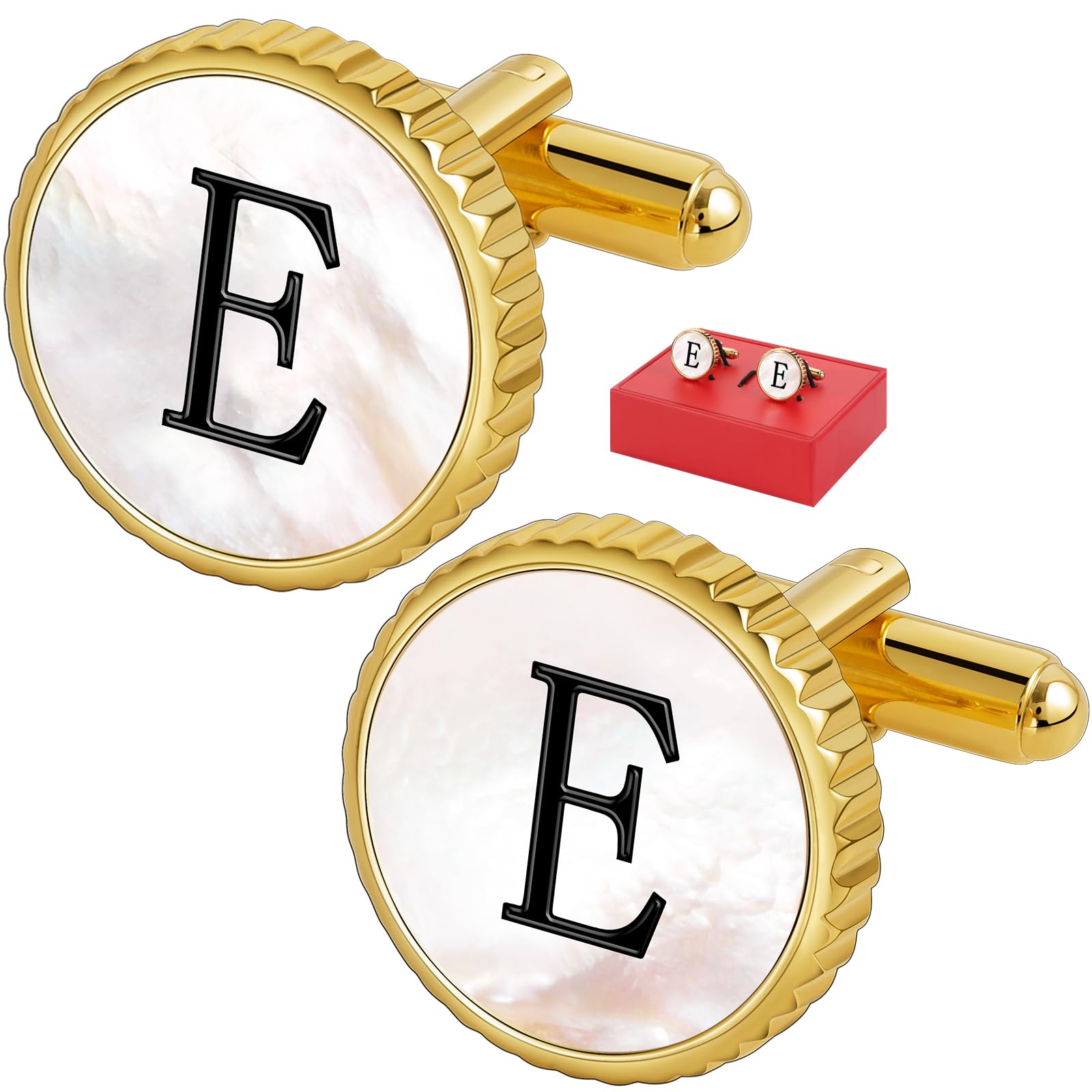 Cuff Links Mens Golden Silver Gunmetal Black, Cufflinks for Men Custom Initial Personalized Mother Of Pearl Mens Cufflink for Shirt Golden Silver Gunmetal Black Cuff Link Shirt for Wedding