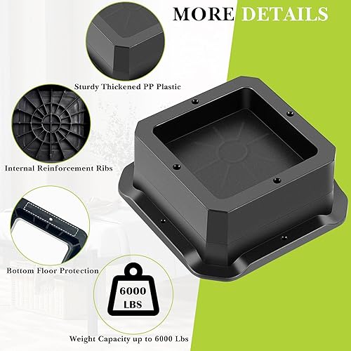 Miniatura 4 de Yookwutar Paquete de 8 elevadores de muebles de 1 pulgada, elevadores de cama ajustables resistentes para mesa, escritorio, sofá, gabinete, patas de