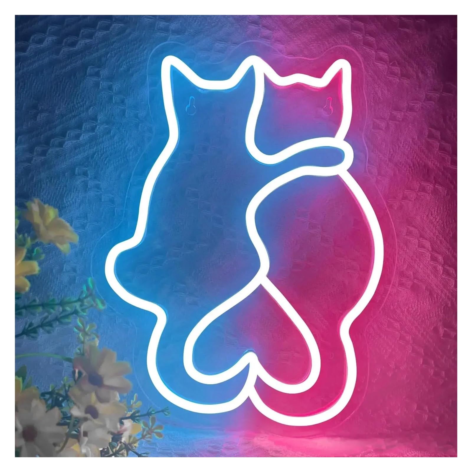 Luz de Diseño de Digital Letrero De Neón De Dos Gatos Decoración De Pared Luz LED Regulable USB Para Niños Dormitorio Sala De Estar Fiesta Bar Sala De Juegos 27cmx35cm