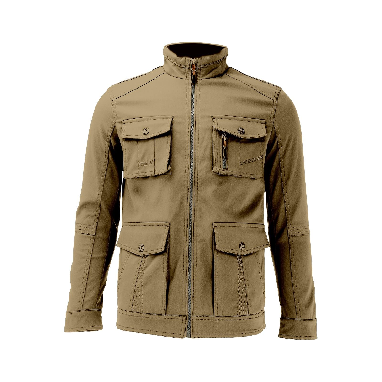Chaqueta para hombre con múltiples bolsillos, chaqueta militar para hombre, táctica, casual, cuello alto, ropa de trabajo, chaqueta de manga larga, abrigos de ocio, chaquetas con cremallera completa