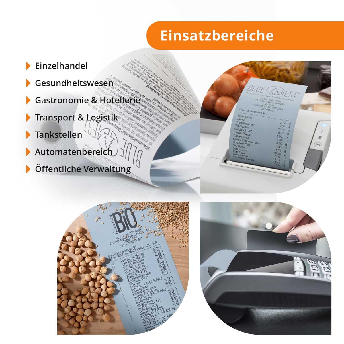 300 Stk. Blue4est® Öko Thermorollen mit SEPA Lastschrift | 57x15x12 mm Ø35mm | Länge: 15 m | blaues Thermopapier | EC Cash Geräte Rollen | HUTNER