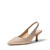 Women’s Closed Toe Kitten Heels Pointed Toe Slingback Low Heels Dress Bridal Wedding Pumps Shoes