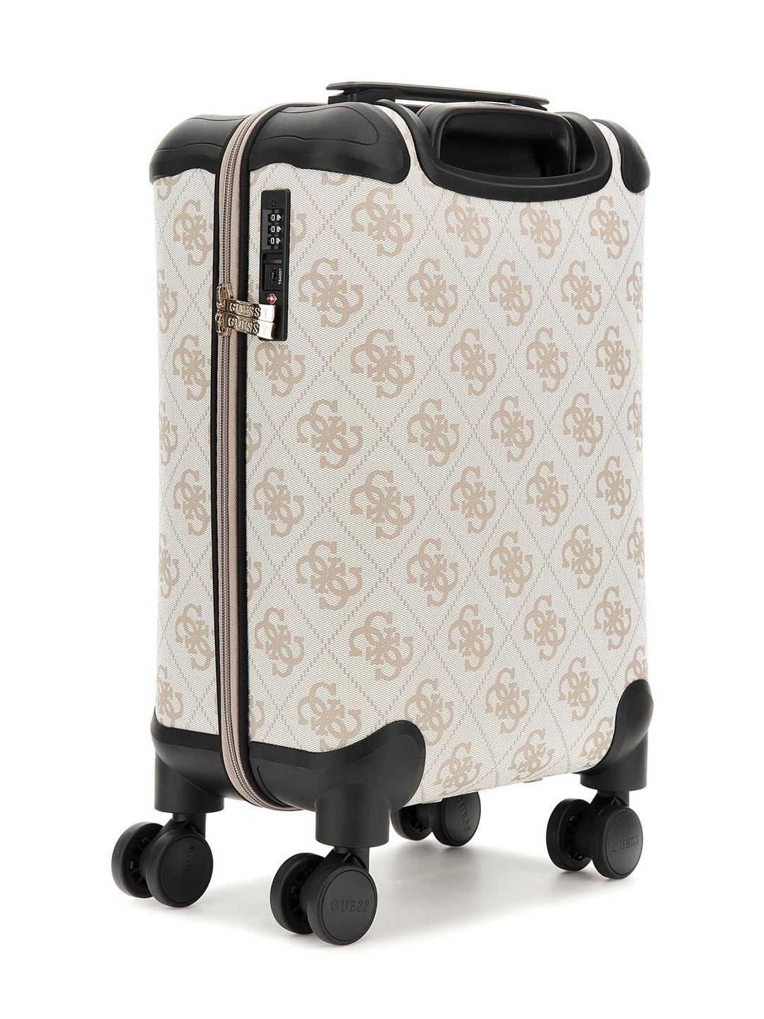 GUESS Walizka na kółkach, monogram, beżowo-czarny, 4 kółka obrotowe, beż, Cabina, Elegancki