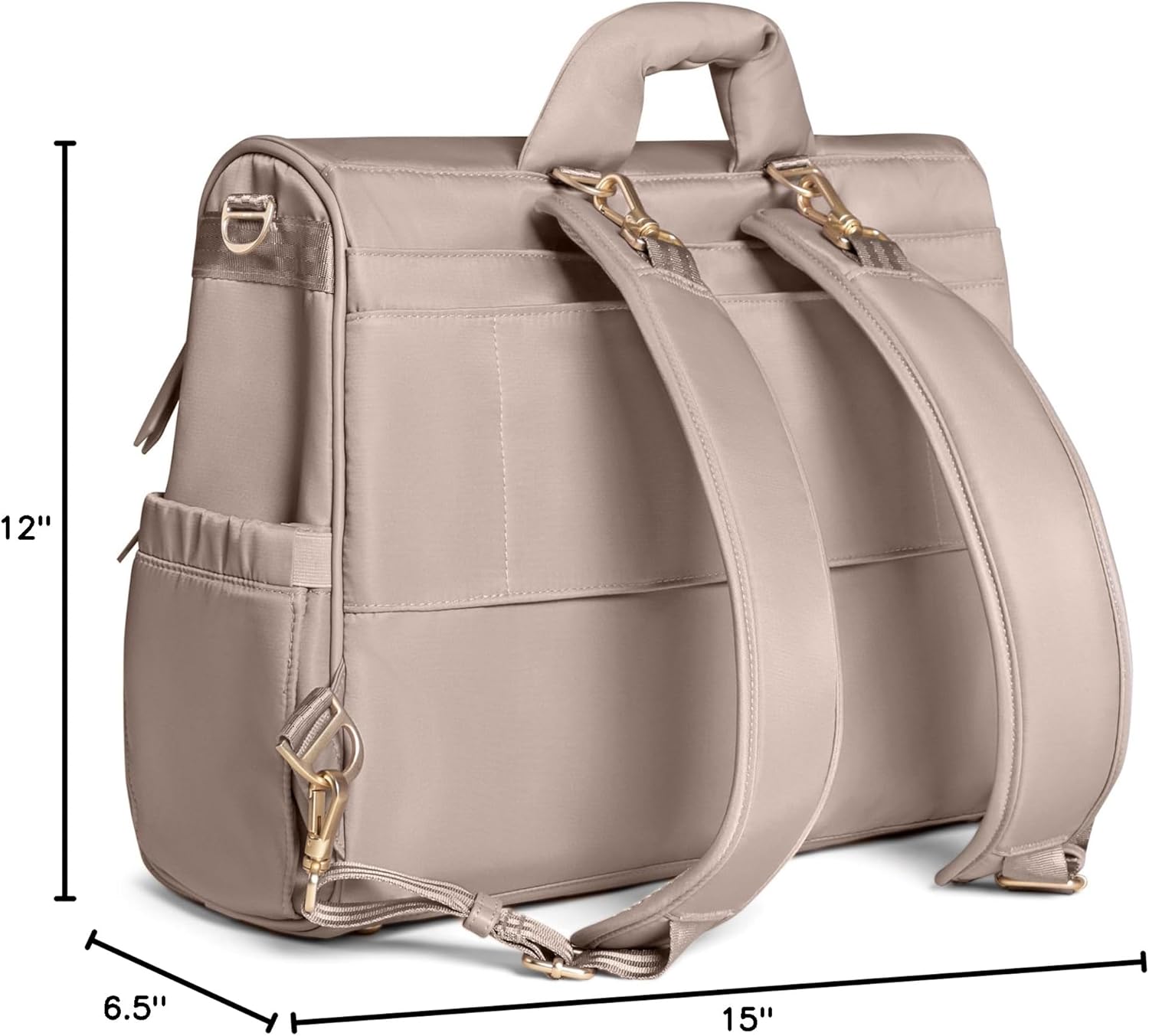 JuJuBe New Satchel Diaper Bag, Convertible Diaper Bag with Portable Changing Pad, Travel Backpack, For Carrying Baby Bottles, Baby Wipes, Diapers, Pacifiers, Snacks, Taupe, Mother's Day Gift