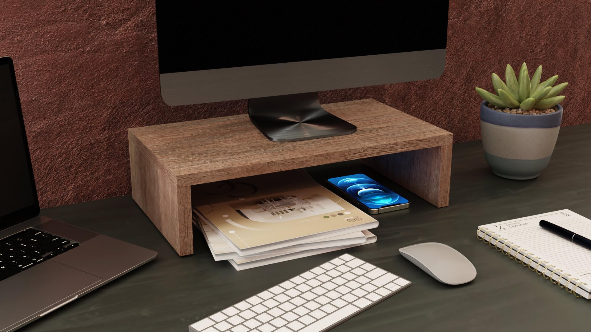 Supporto Per Monitor ComfortCove - Alza Schermo A 110mm, Salvaspazio Per Ufficio Casa, Bianco - Foto 5