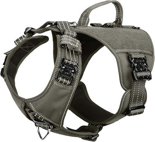 Miniatura 6 de ICEFANG GN8 Tactical Dog Harness with 4X Metal Buckles for Medium Sized Dogs,Reflective in Training Walking K9 Vest,No-Pull Front Leash Orange