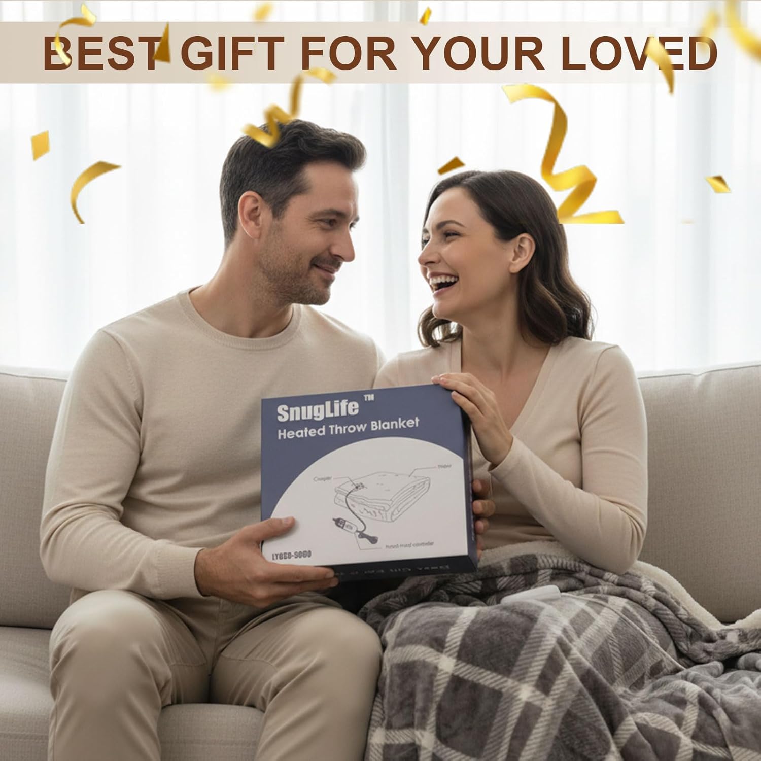 Electric Blanket Heated Throw，50X60，Ultra Soft Sherpa Buffalo Plaid Heated Blanket with 6 Heating Levels & 4 Hours Auto Off，Fast Heating Electric Throw with Overheat Protection,ETL Certification(Gray) - Image 6