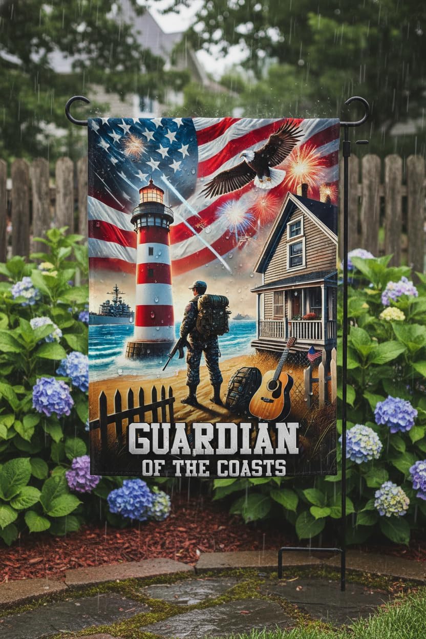 Navy Veteran Coastal Tribute Garden Flag 12x18 In Doublesided Patriotic Outdoor Decor Lighthouse Warship Veterans Day Memorial Day US Military Gift - Image 3