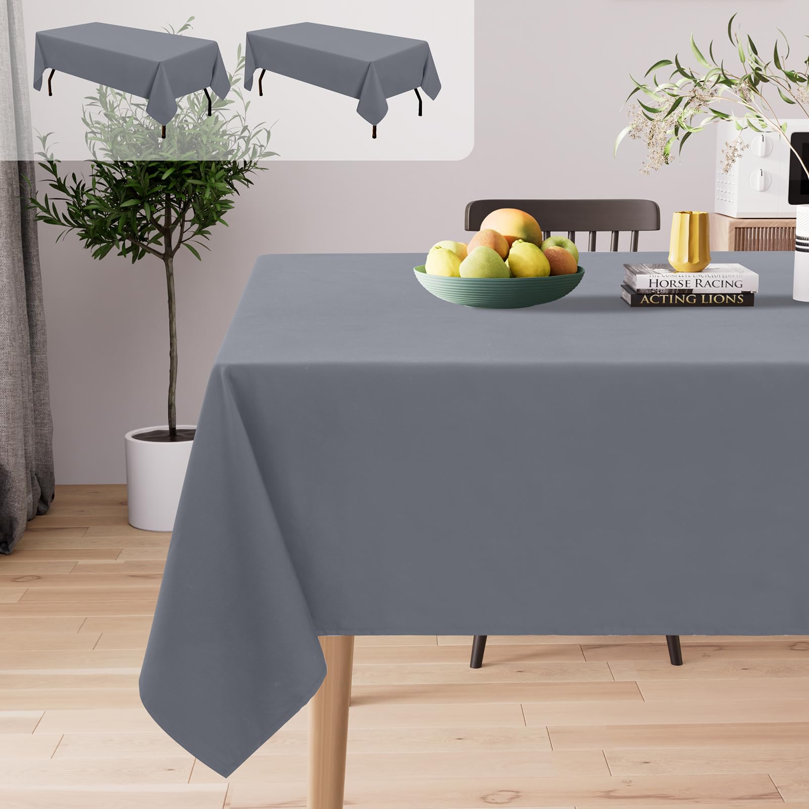 Nappe rectangulaire 140 x 240 nappe exterieur polyester gris x2