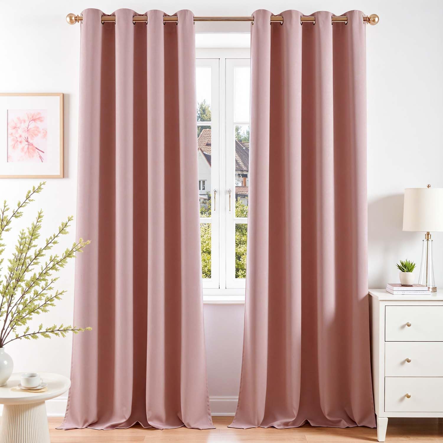 Vangao Gardinen mit Ösen H260xB140cm 2er Set Blickdicht Rosa Vorhänge Modern Blackout Curtains Ösenvorhang Thermovorhang für Wohnzimmer Schlafzimmer Esszimmer Living Room Kinderzimmer