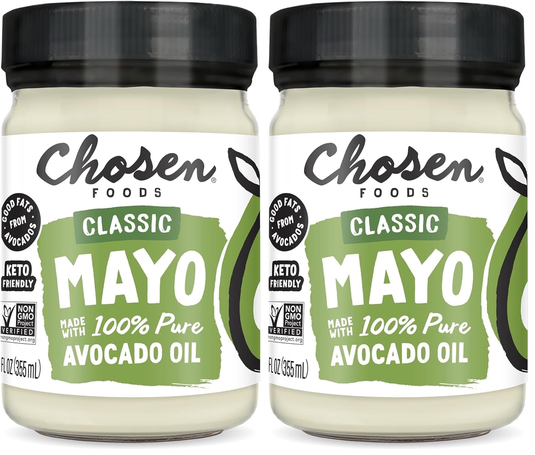 100% Avocado Oil-Based Classic Mayonnaise, Gluten & Dairy Free, Low-Carb, Keto Diet Friendly, Mayo for Sandwiches, Dressings and Sauces, Made with Cage Free Eggs (12 fl oz) (Pack of 2)