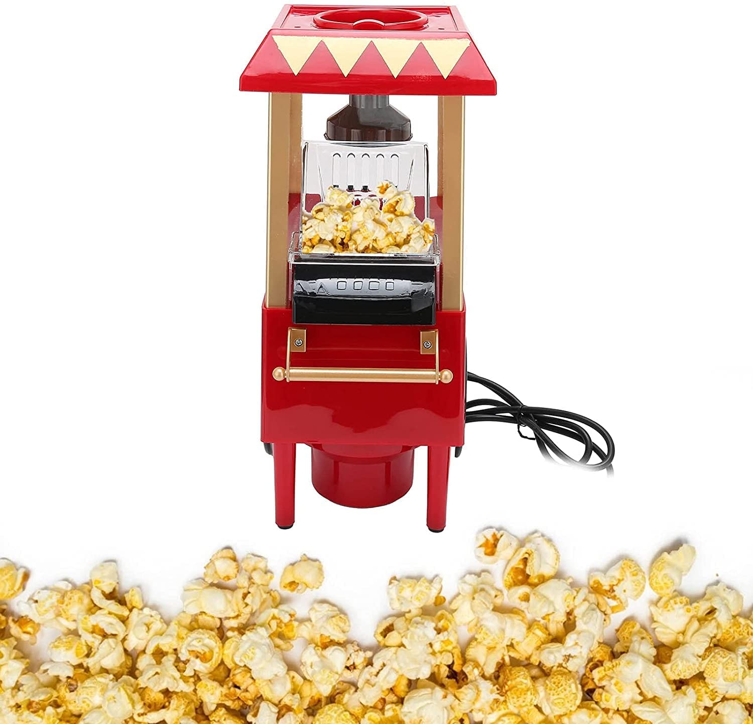 Macchina per Popcorn, Mini Macchina per Popcorn ad Aria Calda Senza Grassi/Senza Olio, Festa di Compleanno Automatica con Piastra Antiaderente