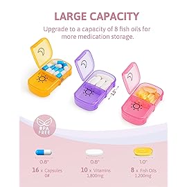 FEATY Weekly Pill Organizer 2 Times a Day with Same-Side Large Opening for Easy Filling & Retrieving, Color Tracking 7 Day AM PM Pill Box with Large BPA Free Pill Case for Vitamins, Fish Oils (Purple)