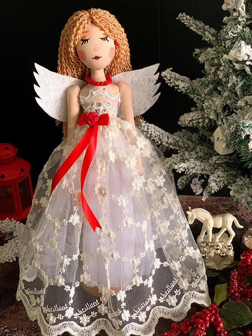 Handmade 45cm Christmas Angel Tree Topper - Elegant Xmas Decoration for Weddings & Special Occasions, Multicolour, 10-45CM - Image 3