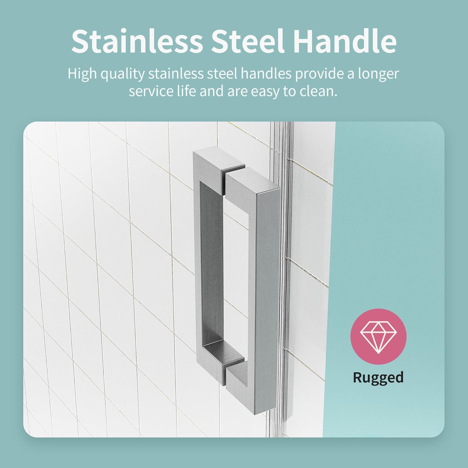 56-60" W * 76" H Shower Doors with Buffer, Bathroom Frameless Single Sliding Soft-Close Shower Door, 3/8" (10mm) Thick SGCC Tempered Glass Door, Reversible Installation, Brushed Nickel