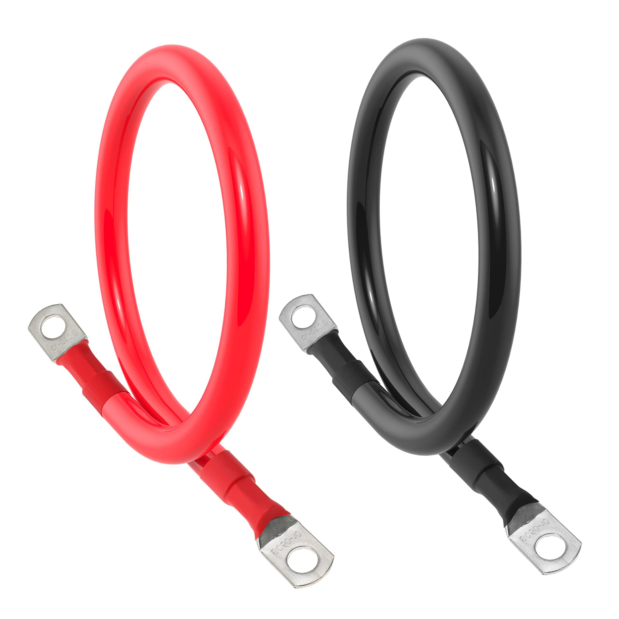 Unifizz Cavo per batteria da 1/0 AWG, calibro 0, cavi inverter per batteria con alette da 0,9 cm, set di cavi inverter di potenza in rame puro, per solari, barche, camper, auto, moto (3 m, con
