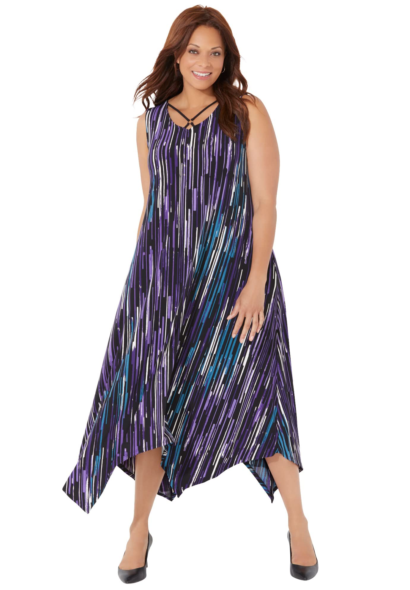 CatherinesWomen's Plus Size Anywear Reversible Crisscross V-Neck Maxi Dress