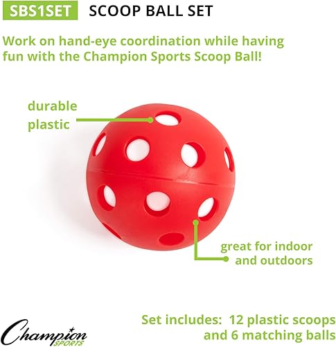 Vista 3 de Champion Sports Scoop Ball & Catch Games – Lightweight Plastic Toss & Catch Sets for All Ages