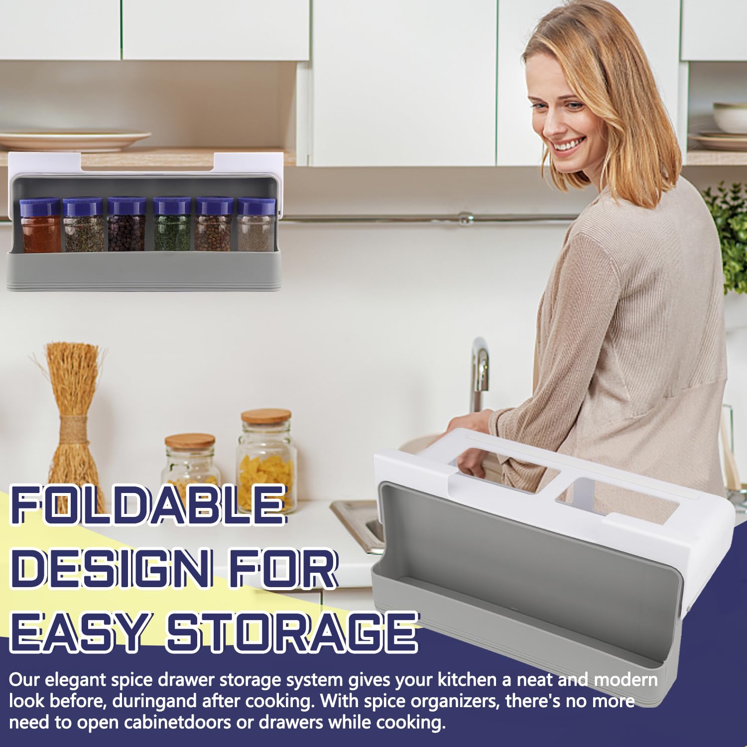 Organizer Portaspezie Estraibile 2 Ripiani - 26,5x20,7x20,8 Cm - Per Cucina Ordinata - Foto 9