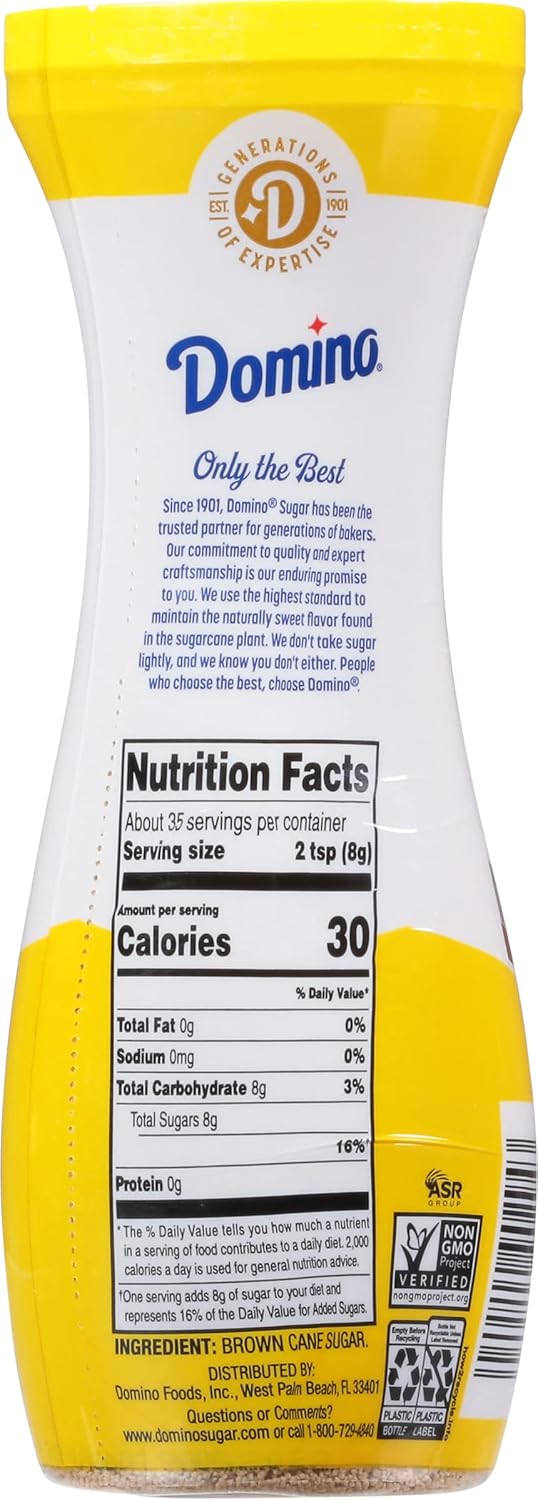 Domino® Light Brown Sugar, Pourable Brown Sugar, 10 oz Flip Top Canister (Pack of 3)
