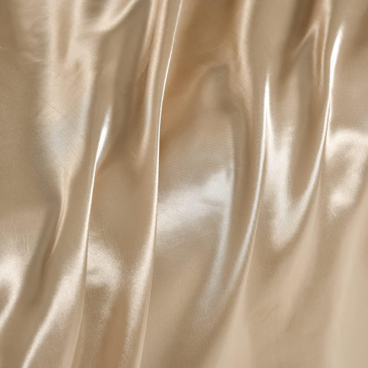 3 PCS Champagne Gold Satin Silky Duvet Cover Full Size Silk Like Satin Bedding Duvet Cover Set Super Soft Durable Duvet Cover,2xPillowcases