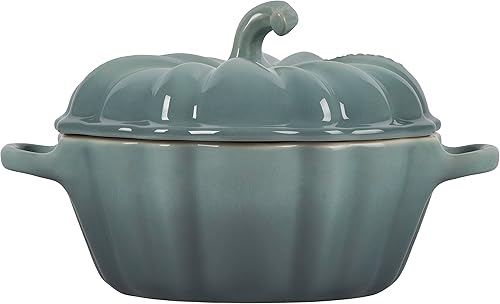 Miniatura 8 de Le Creuset Gres Figural Pumpkin Petite Cocotte, 12 onzas, Caqui