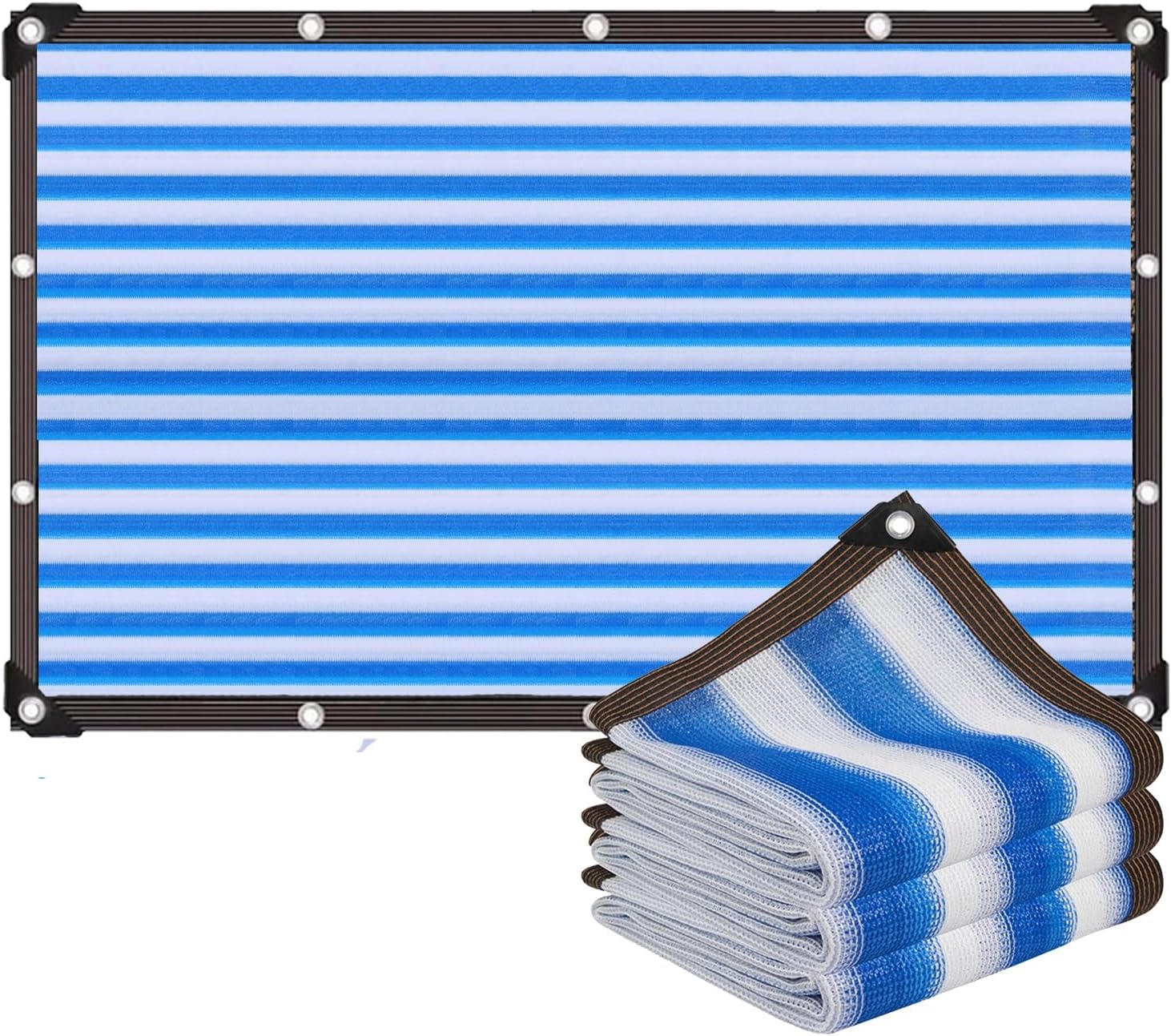 90% Shading Shade Cloth Cover Blue and White Stripes Sun Shade Net for Greenhouse, Plant, Pergola, Backyard Patio Sunshade 6.6X6.6FT 9.9X49.2FT 13X65.6FT 19.7X19.7FT (Size : 6.6x16.4ft)